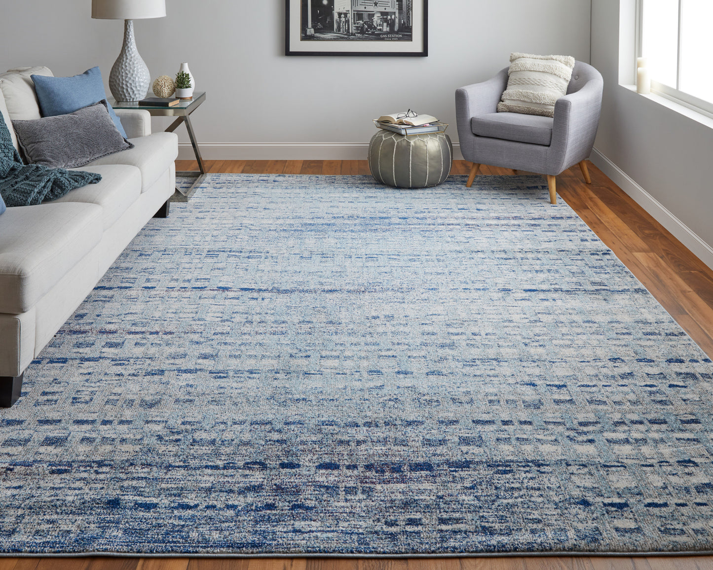 Edgemont Modern/Casual Abstract/Geometric Blue/Ivory - Feizy Rug