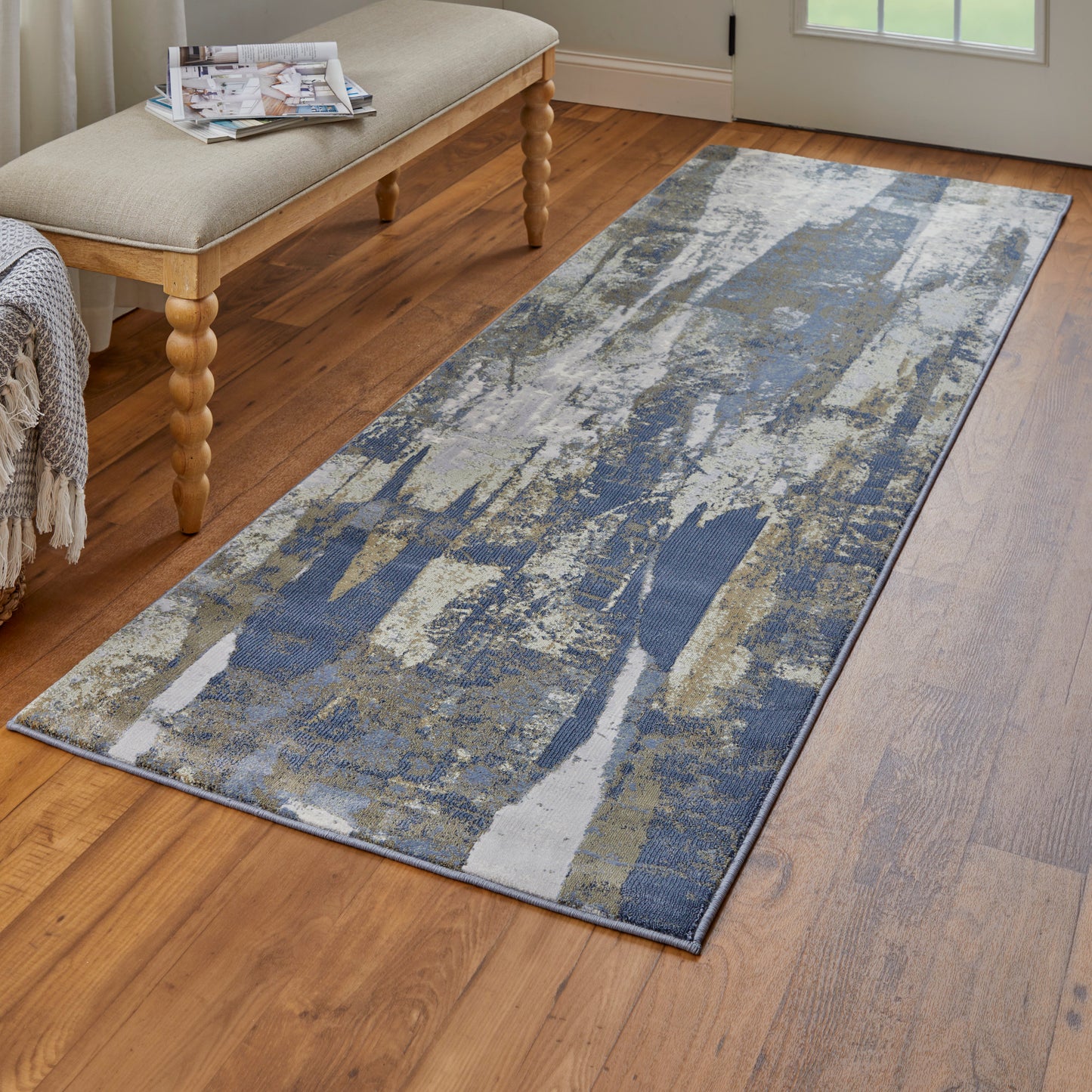 Clio Modern/Casual/Luxury & Glam Abstract/Distressed Blue/Gray/Tan - Feizy Rug