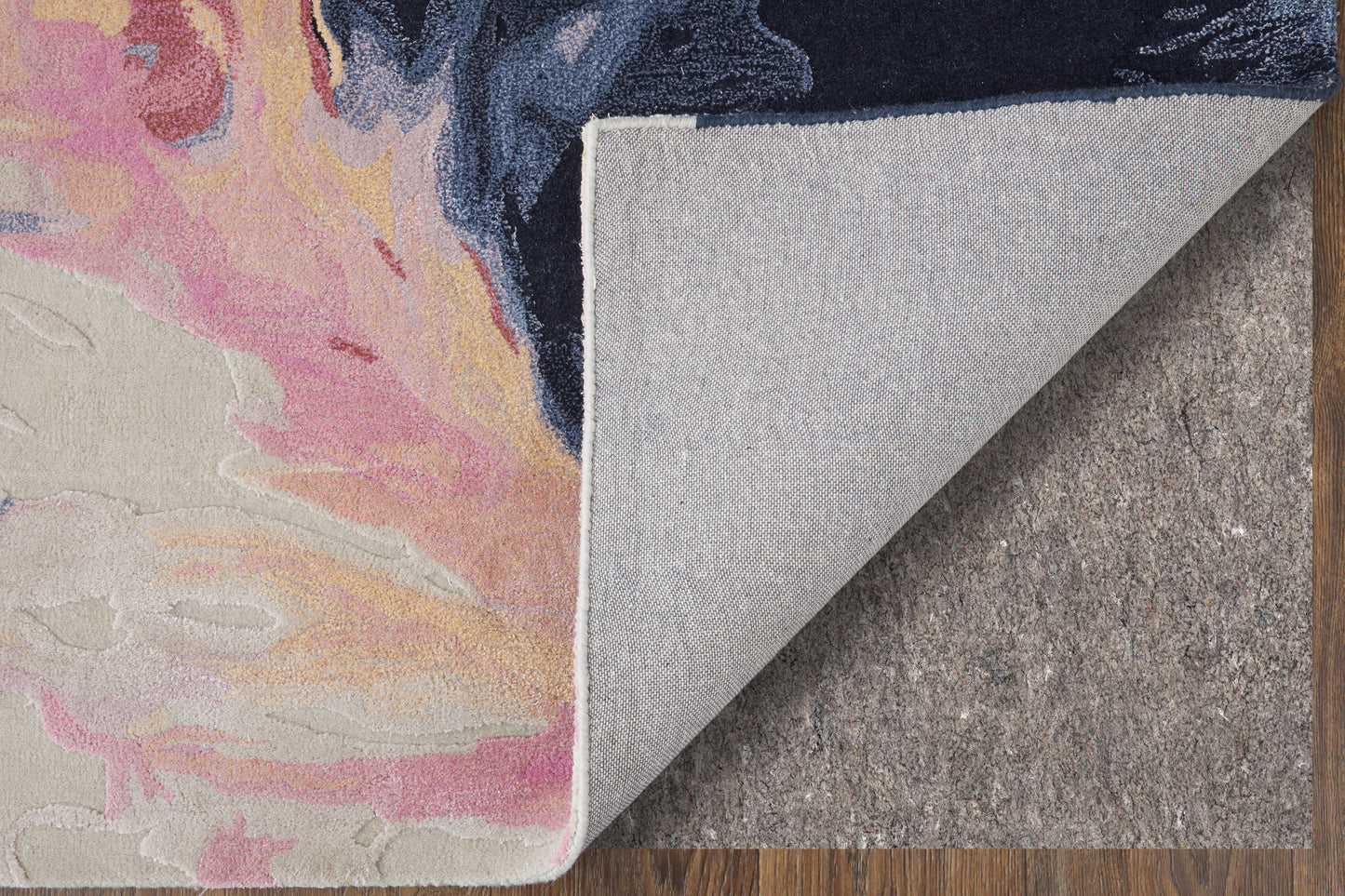 Kawai Modern/Bohemian & Eclectic Pink/Blue/Ivory Accent Rug