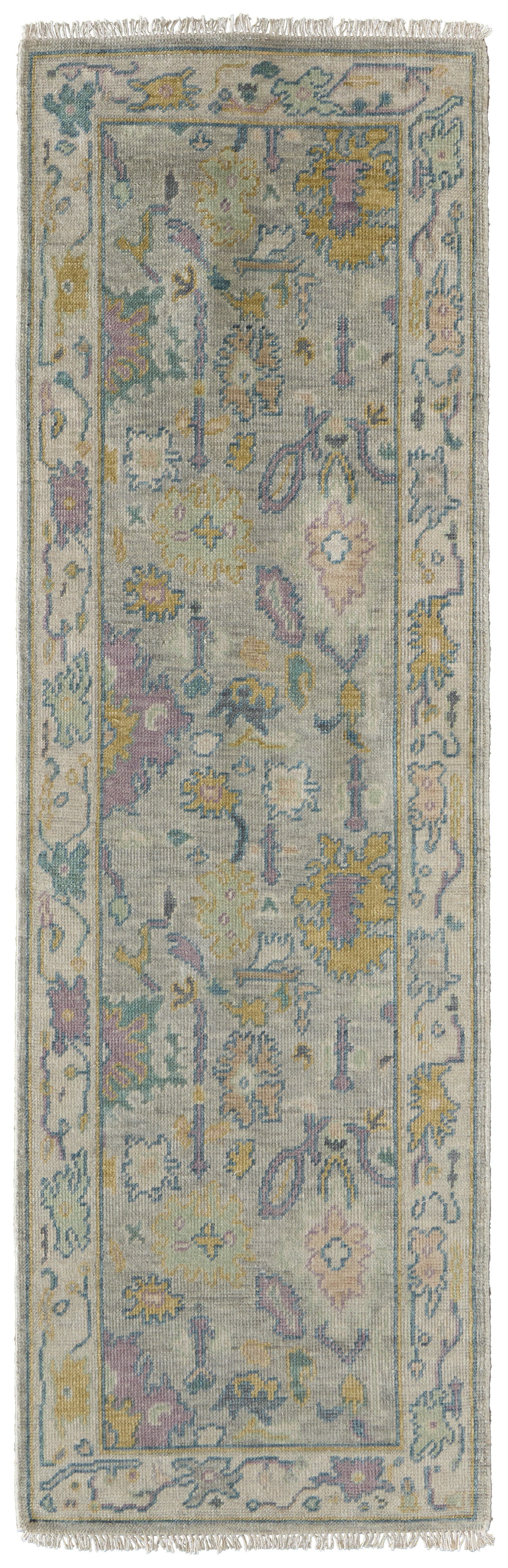 Karina Traditional/Bohemian & Eclectic/Craftsman Persian/Bordered/Floral & Botanical Gray/Purple/Gold - Feizy Rug