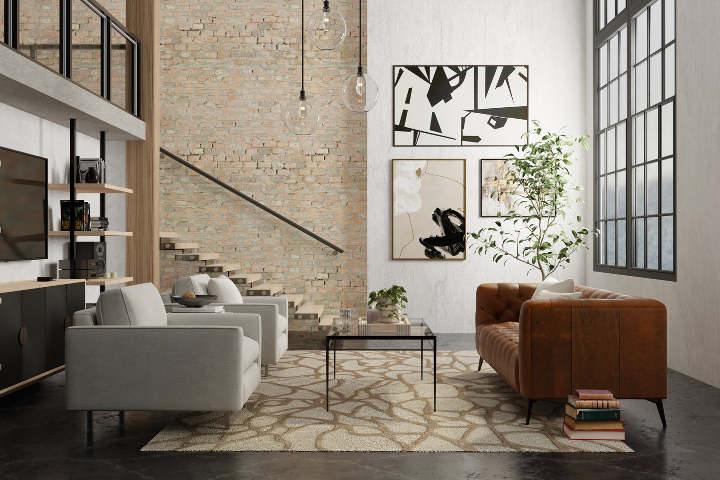 Kimball Transitional/Bohemian & Eclectic Abstract/Geometric Ivory/Brown/Tan - Feizy Rug