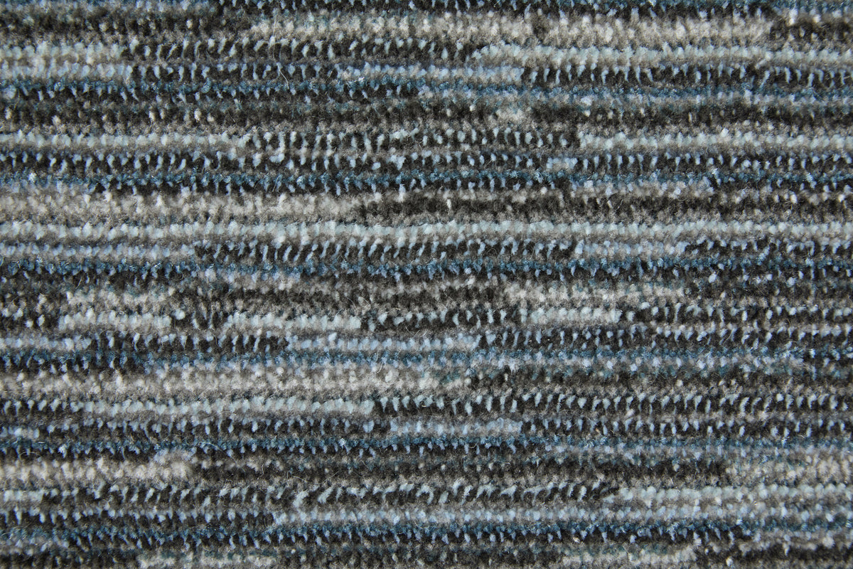 Priestley Modern Solid/Stripes Blue - Feizy Rug