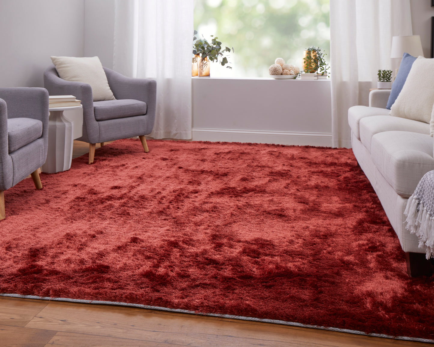 Indochine Modern/Luxury & Glam/Casual Red/Orange Accent Rug