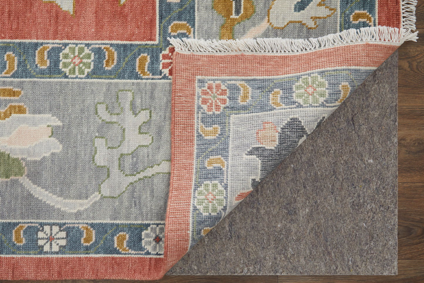 Karina Transitional/Bohemian & Eclectic/Craftsman Floral & Botanical/Bordered Red/Gray/Ivory - Feizy Rug