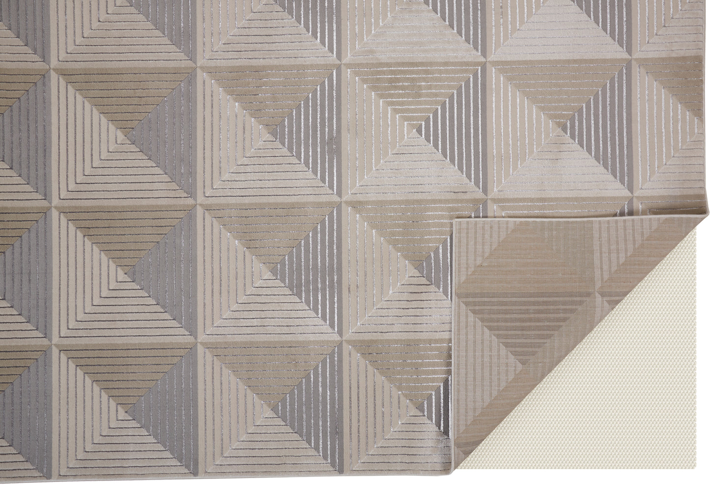 Micah Modern/Mid-Century Modern Geometric Ivory/Gray/Ivory - Feizy Rug