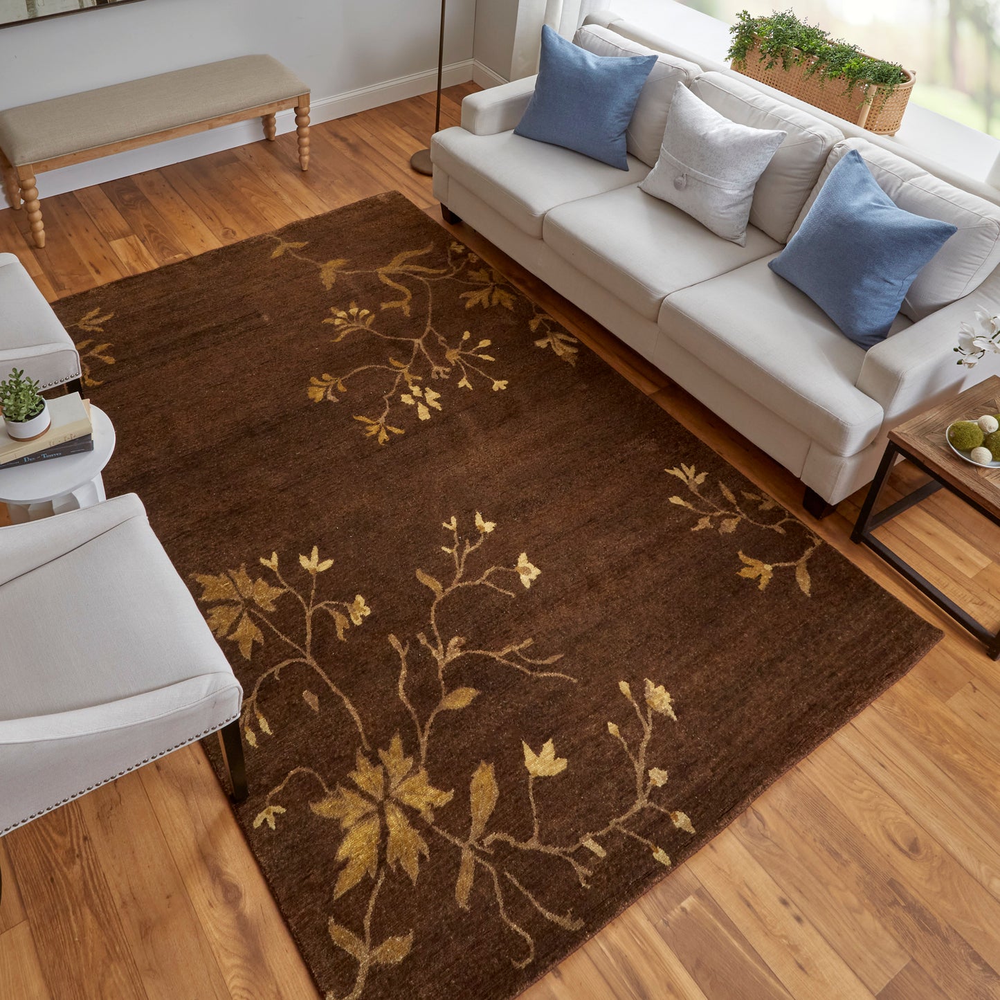 Cordonnet Transitional/Casual Floral & Botanical Green/Gold - Feizy Rug