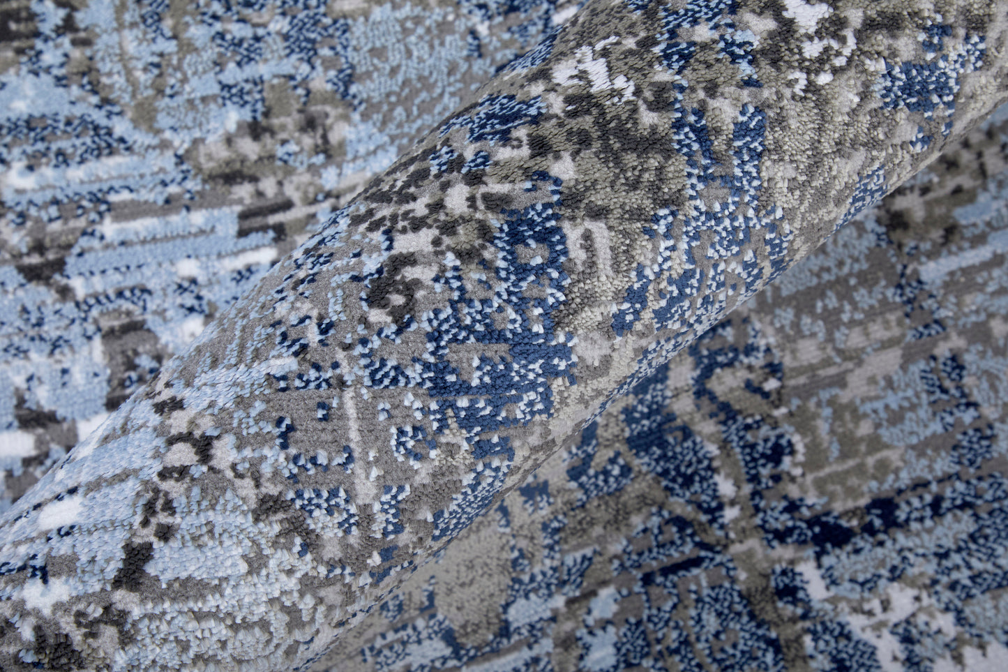 Gaspar Modern/Bohemian & Eclectic/Rustic Damask/Distressed Blue/Gray/Taupe - Feizy Rug