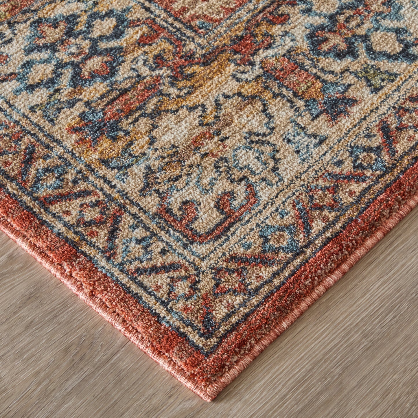 Pearson Traditional/Vintage Persian/Bordered/Distressed Red/Tan/Blue - Feizy Rug