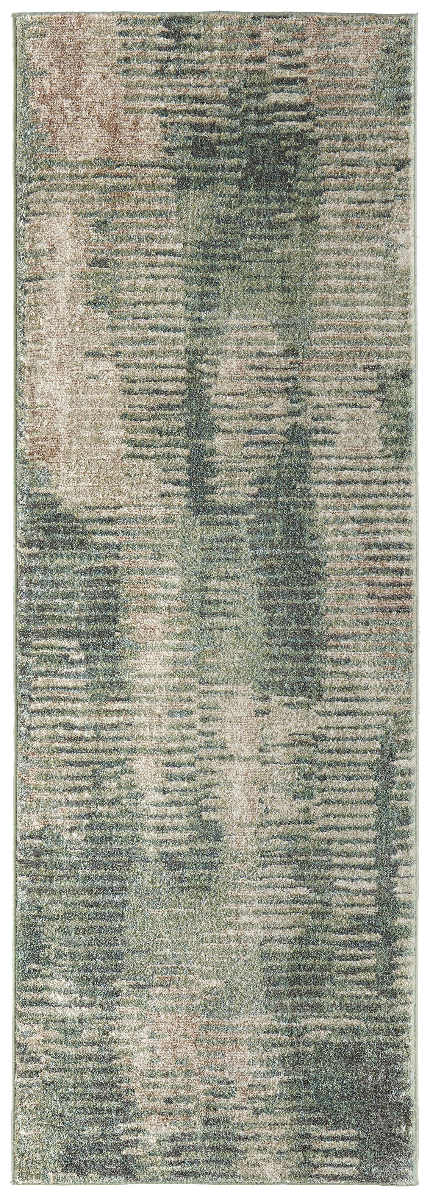 Eden Modern/Industrial Abstract/Distressed/Stripes Green/Ivory/Brown - Feizy Rug