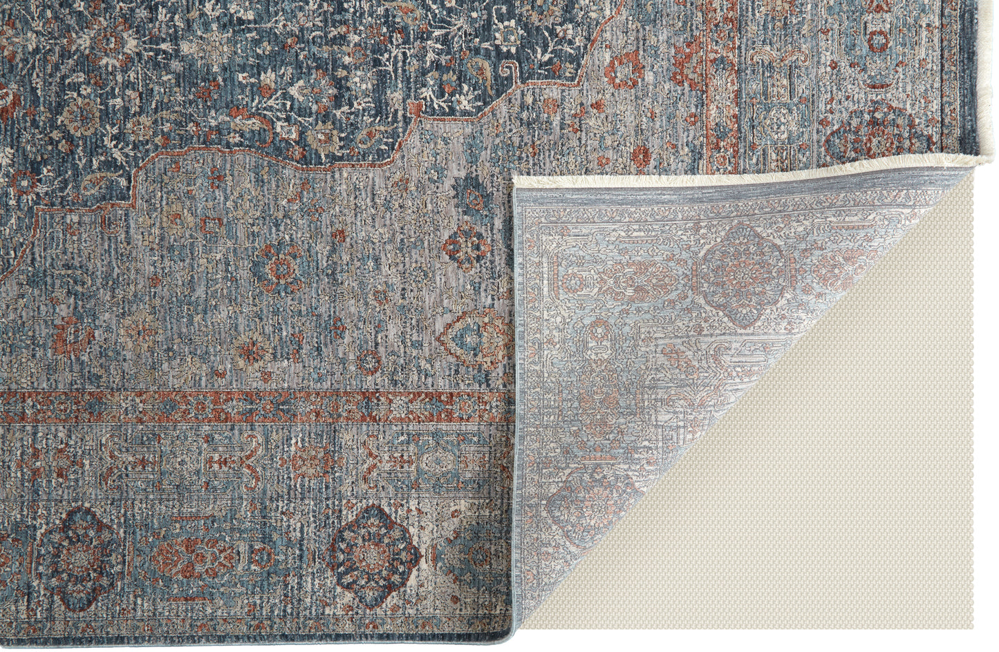 Marquette Transitional/Bohemian & Eclectic/Vintage Gray/Blue/Red Accent Rug