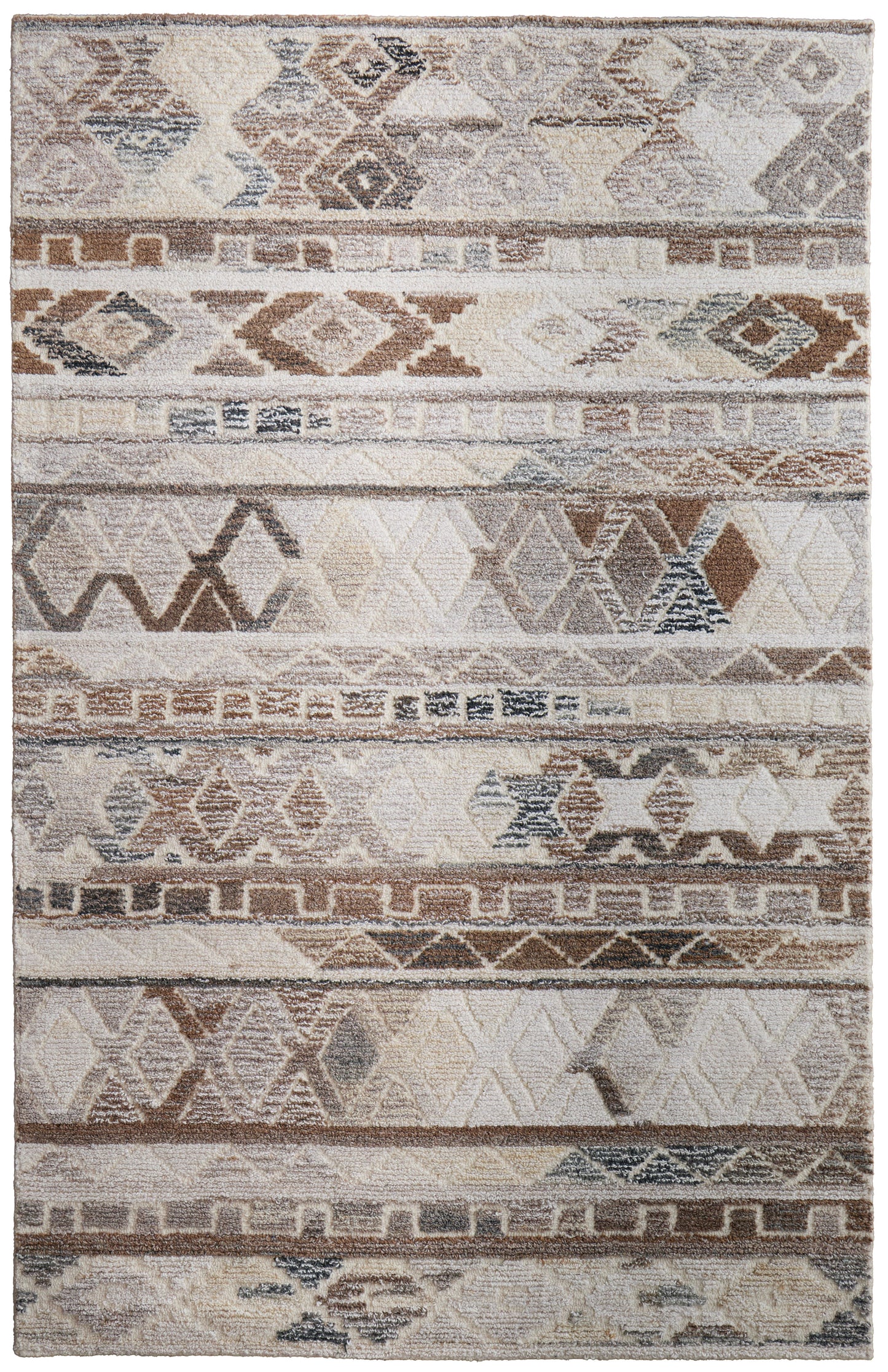 Asher Transitional/Bohemian & Eclectic/Casual Distressed/Moroccan Ivory/Tan/Gray - Feizy Rug