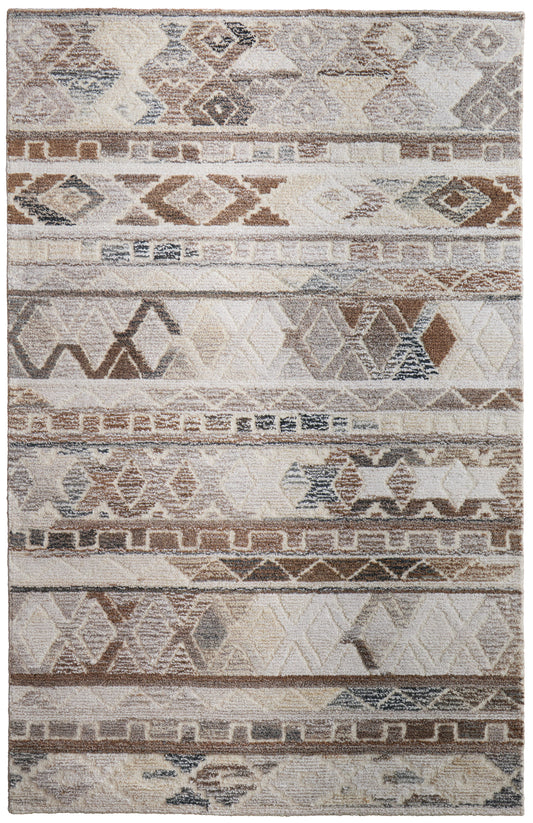 Asher Transitional/Bohemian & Eclectic/Casual Distressed/Moroccan Ivory/Tan/Gray - Feizy Rug