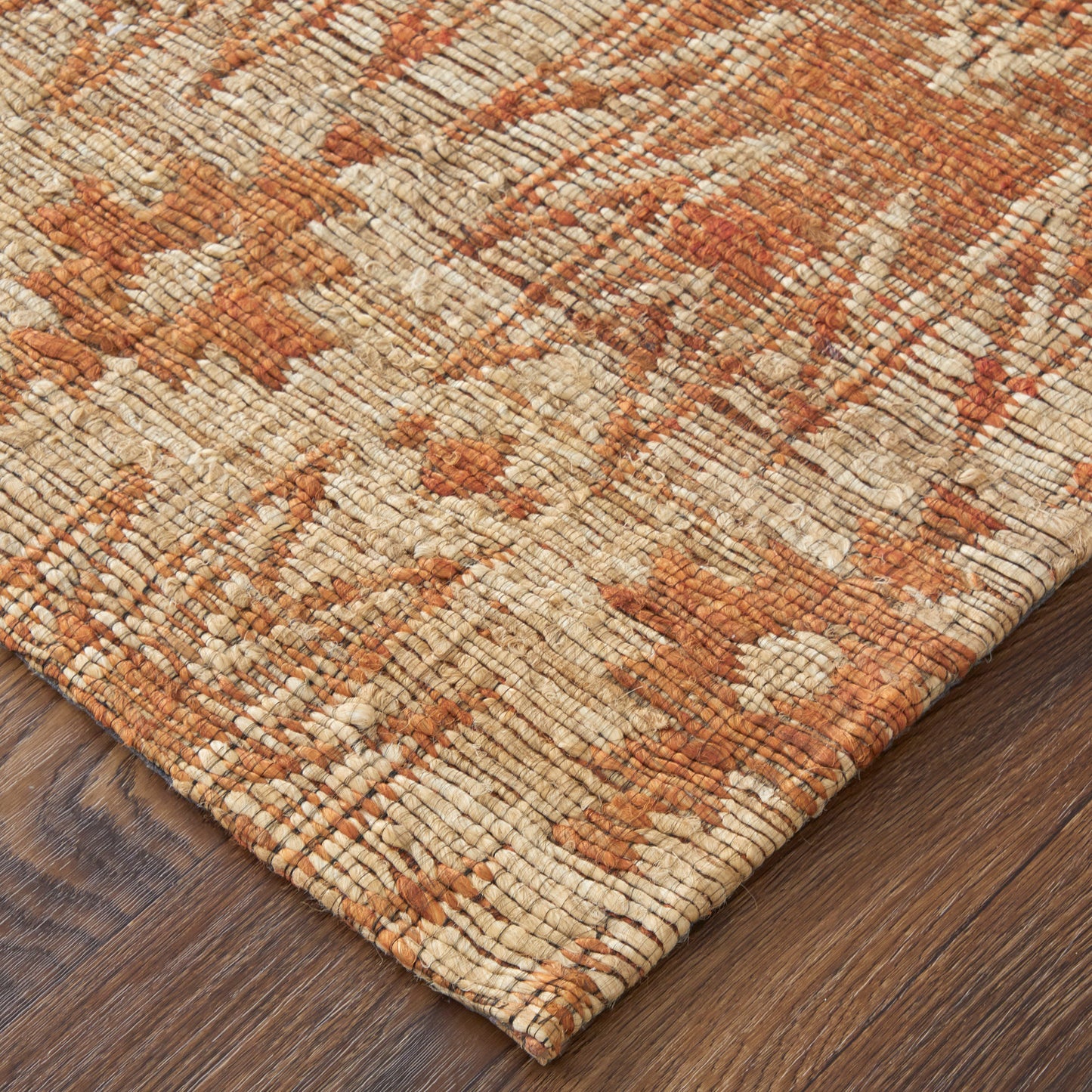 Lilliana Transitional/Global/Bohemian & Eclectic Geometric/Diamond Orange/Ivory/Tan - Feizy Rug