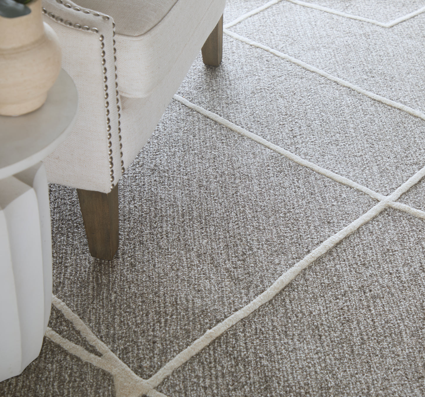 Euclid Transitional/Industrial/Farmhouse Abstract/Geometric Taupe/Ivory/Gray - Feizy Rug