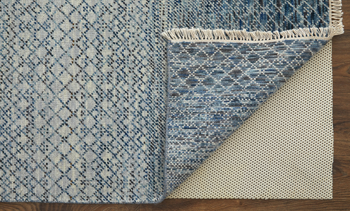 Branson Transitional/Casual/Scandinavian Solid/Geometric Blue/Ivory - Feizy Rug