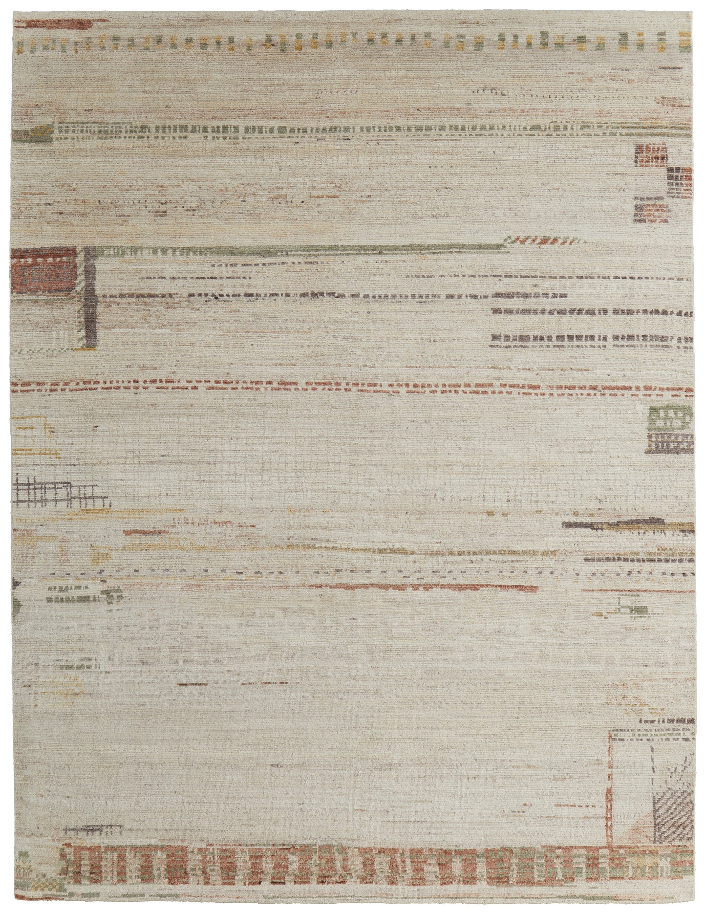 Kasbah Modern/Casual/Scandinavian Abstract/Stripes Tan/Red/Green - Feizy Rug