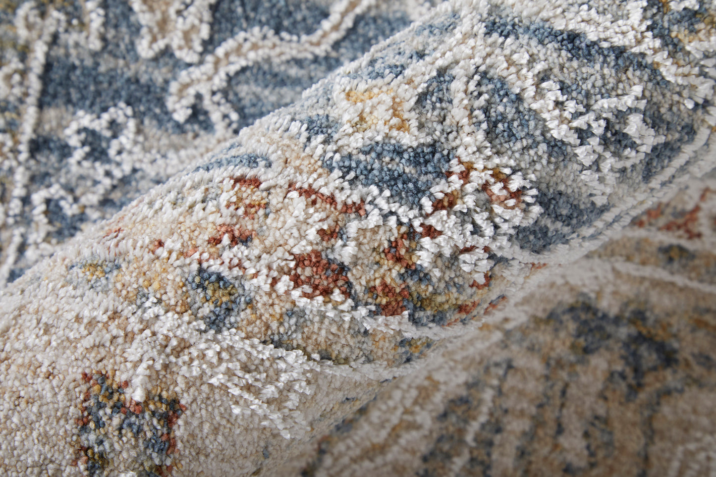 Pasha Transitional/Bohemian & Eclectic/Craftsman Blue/Taupe/Ivory Accent Rug  Feizy Rugs Small Parcel,Feizy Rugs,Pasha,Blue/Taupe/Ivory,2' x 3',Accent Rug,Polyester,Transitional/Bohemian & Eclectic/Craftsman,Turkey