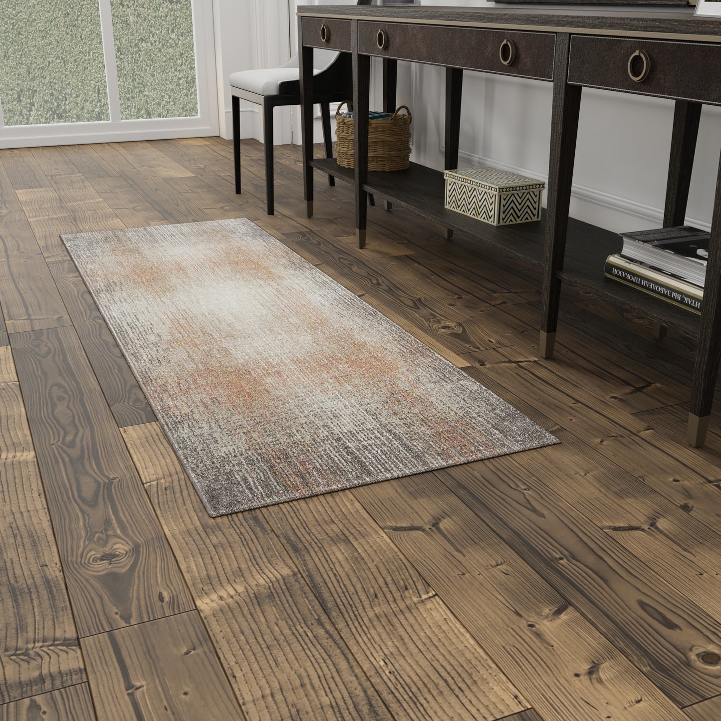 Eden Modern/Industrial Abstract/Gradient & Ombre/Stripes Ivory/Taupe/Pink - Feizy Rug