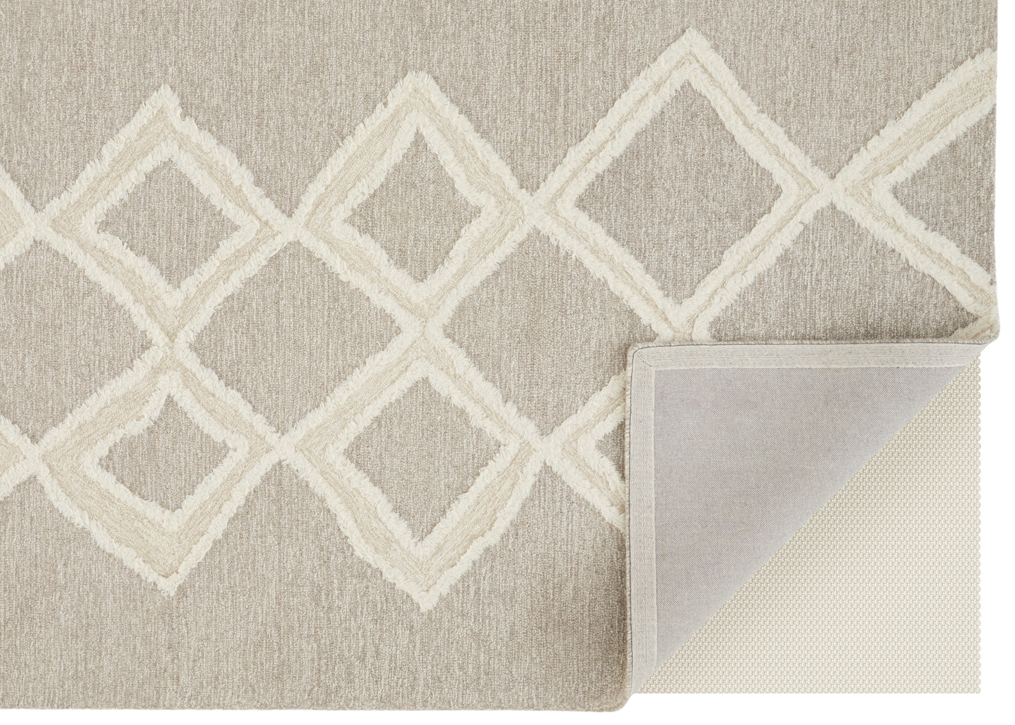 Anica Transitional/Bohemian & Eclectic/Natural Geometric/Diamond/Moroccan Gray/Ivory - Feizy Rug