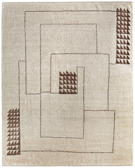 Agape Modern/Bohemian & Eclectic Abstract/Geometric Ivory/Brown - Feizy Rug