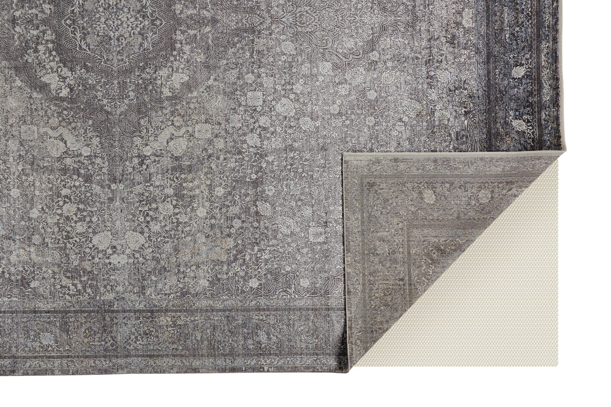 Sarrant Transitional/Bohemian & Eclectic/Casual Medallion/Distressed/Persian Gray/Silver/Ivory 3967 - Feizy Rug