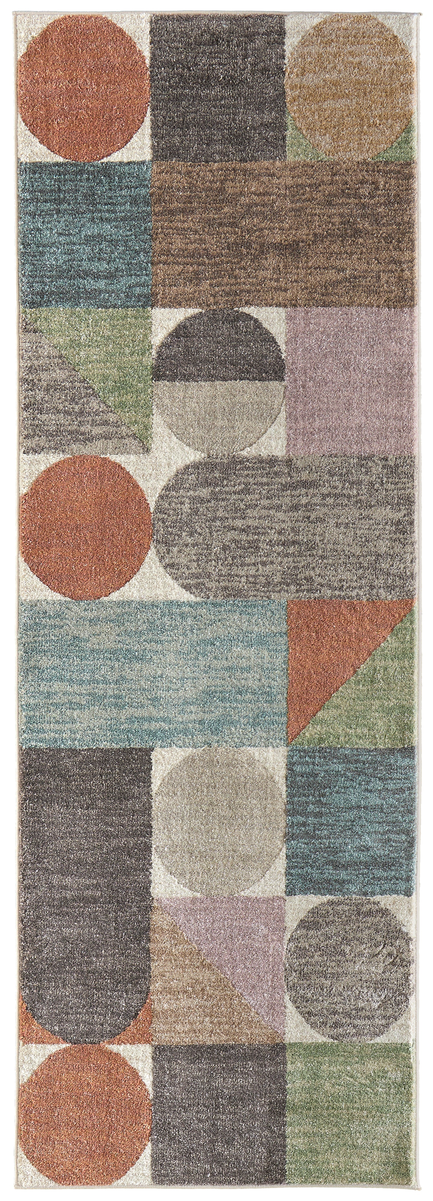 Eden Modern Color Block/Geometric Ivory/Brown/Blue - Feizy Rug