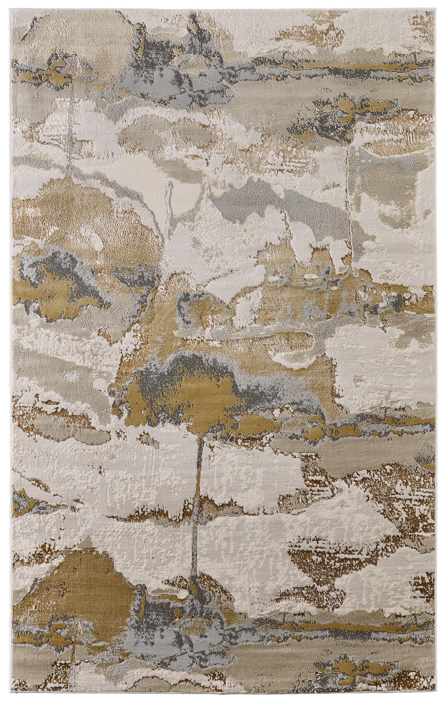 Aura Modern/Casual Gray/Ivory/Gold Accent Rug