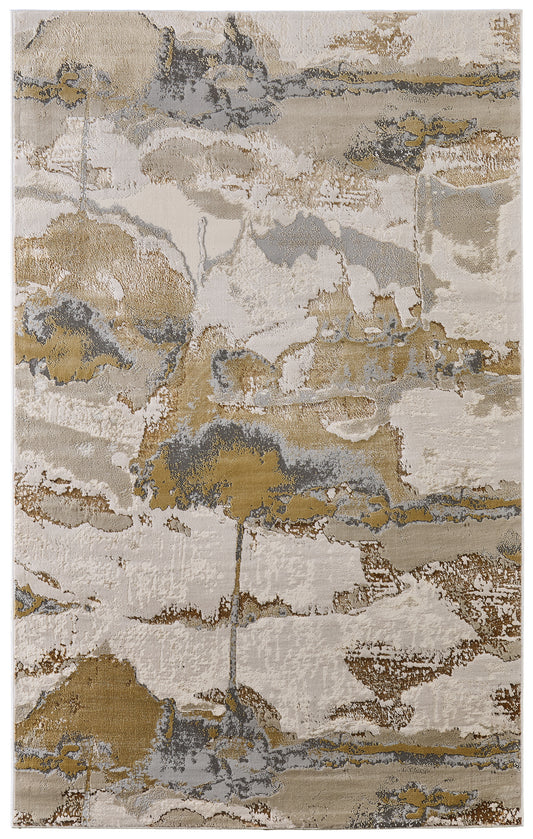 Aura Modern/Casual Gray/Ivory/Gold Area Rug