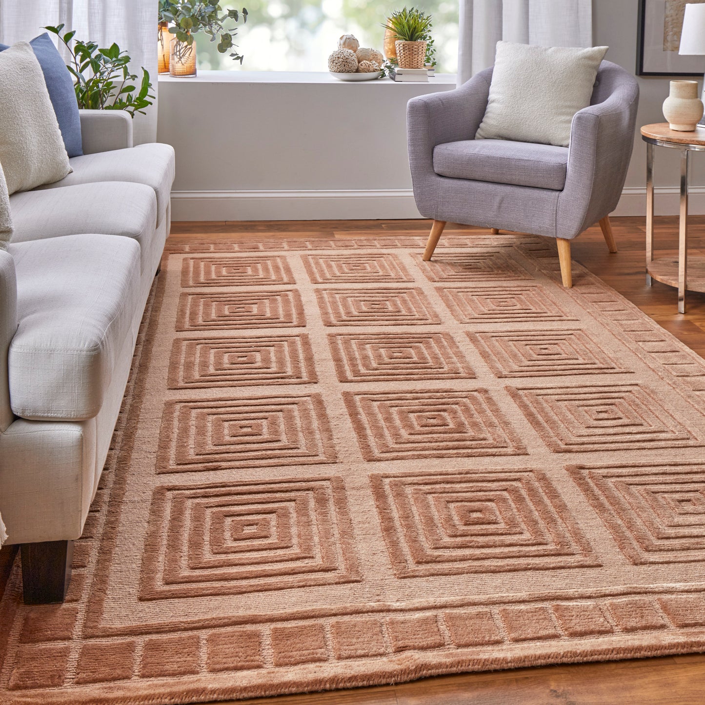 Channels Modern/Global Geometric Tan/Gold - Feizy Rug