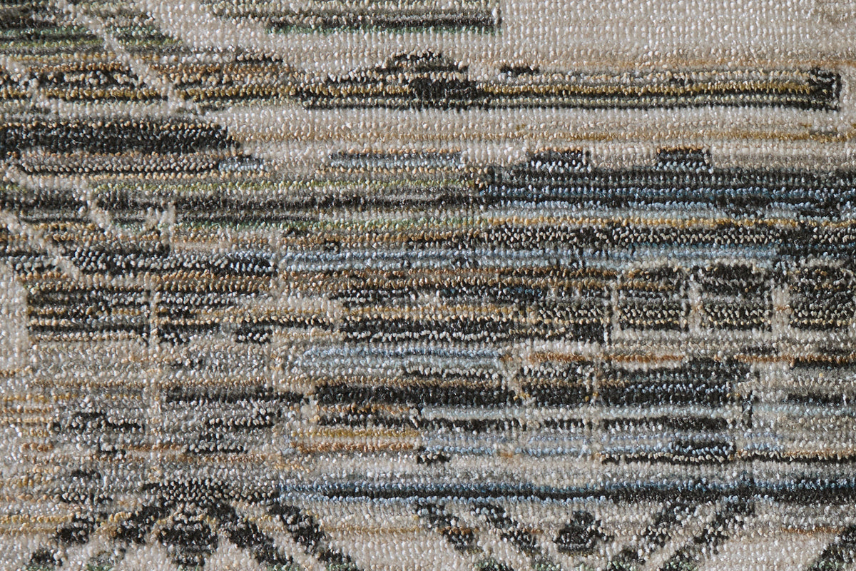 Augustine Traditional/Classic/Vintage Medallion/Bordered/Distressed Green/Blue/Ivory - Feizy Rug