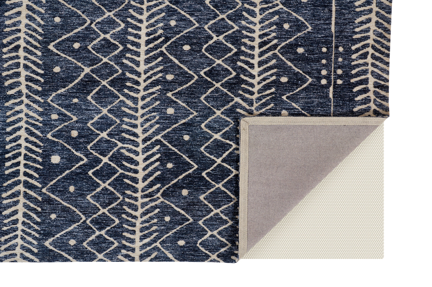 Colton Modern/Moroccan/Bohemian & Eclectic Geometric/Stripes Blue/Ivory - Feizy Rug
