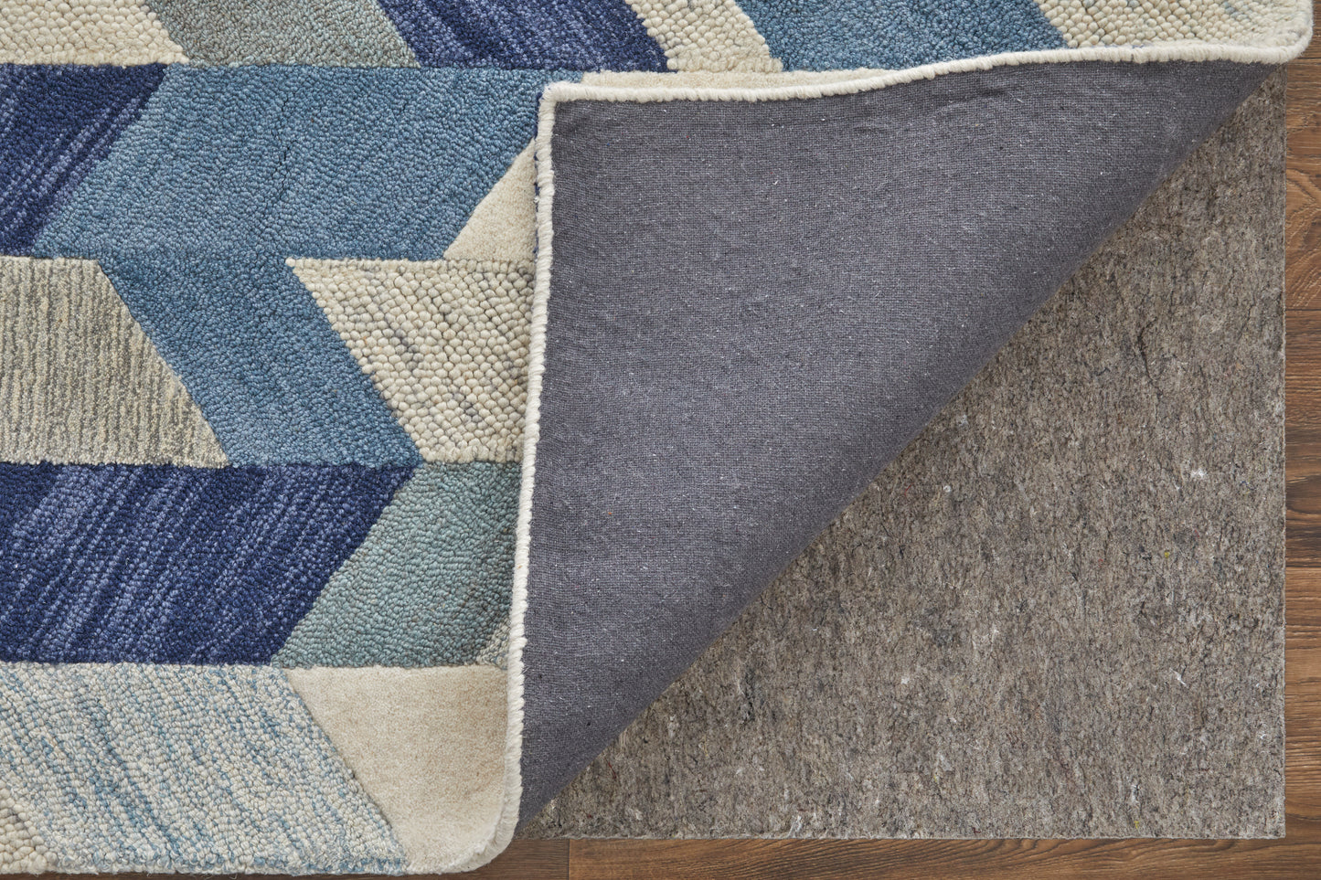 Arazad Transitional/Mid-Century Modern/Casual Geometric/Chevron/Herringbone Blue/Ivory/Gray - Feizy Rug