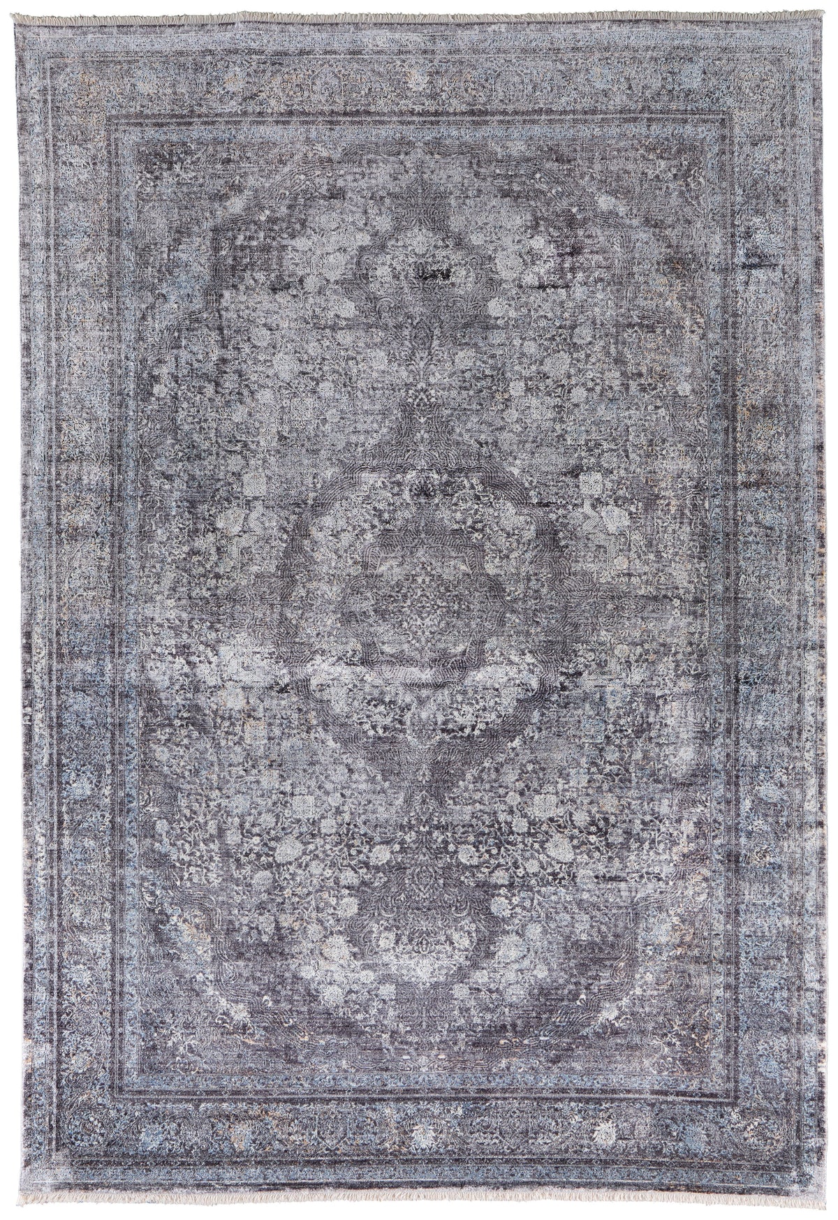 Sarrant Transitional/Bohemian & Eclectic/Casual Medallion/Distressed/Persian Gray/Silver/Ivory 3967 - Feizy Rug