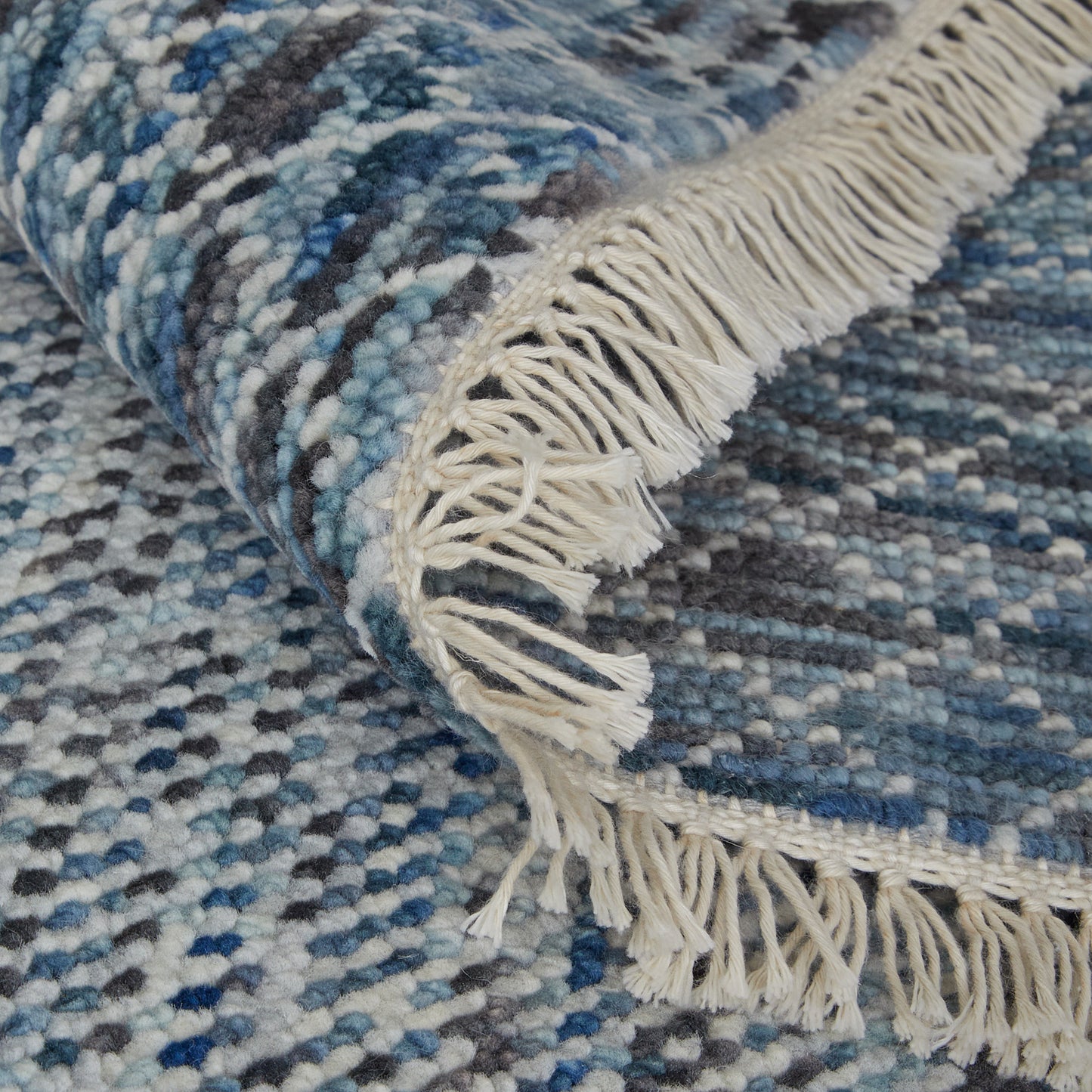 Branson Transitional/Casual/Scandinavian Solid/Geometric Blue/Ivory - Feizy Rug
