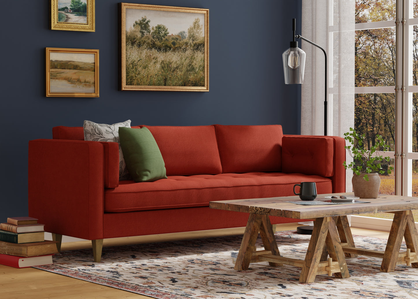 Pearson Traditional/Vintage Medallion/Floral & Botanical Ivory/Red/Blue - Feizy Rug