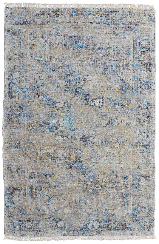 Caldwell Transitional/Bohemian & Eclectic/Vintage Blue/Gray/Tan Area Rug