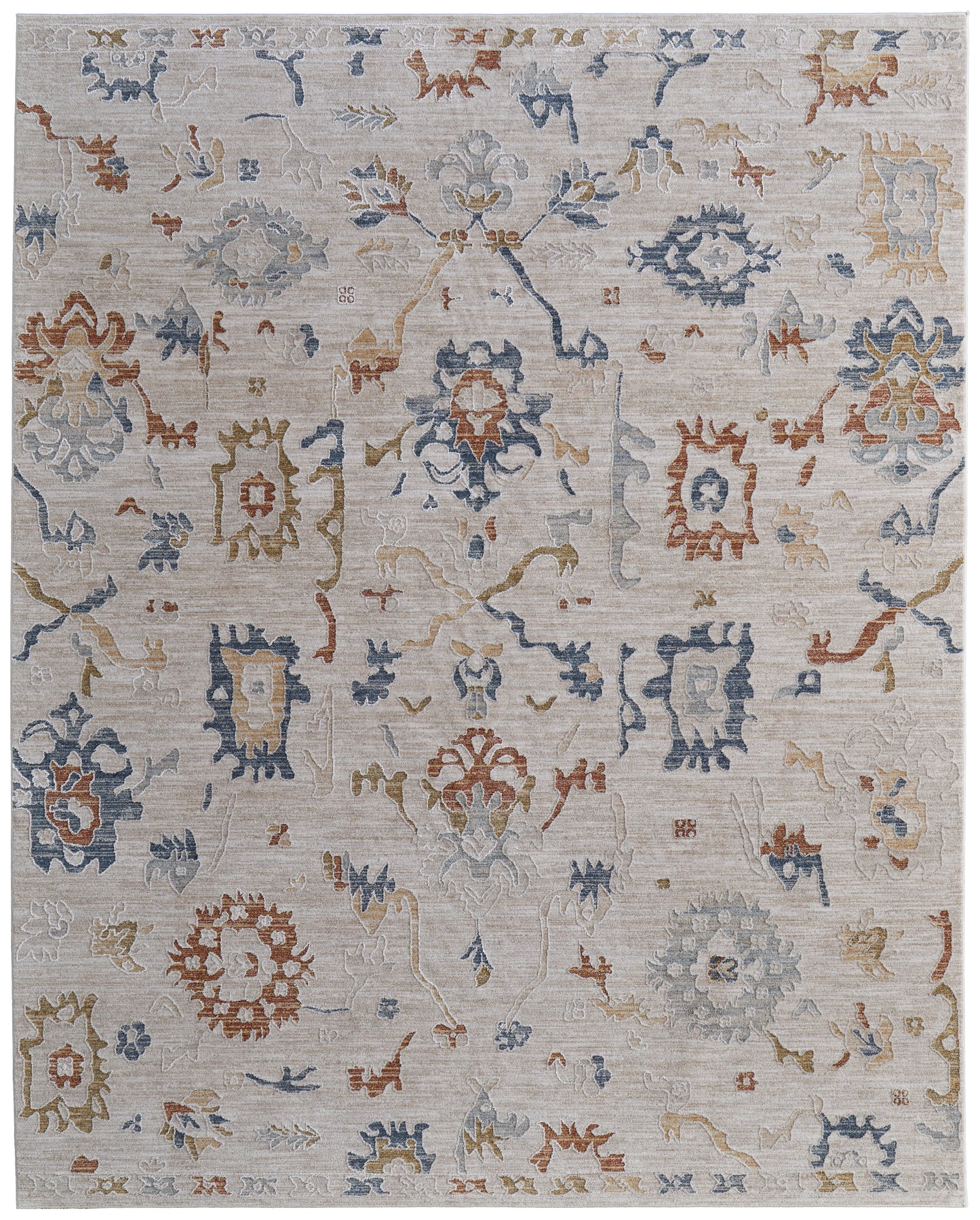 Pasha Transitional/Bohemian & Eclectic/Cottage Ivory/Blue/Gold Area Rug