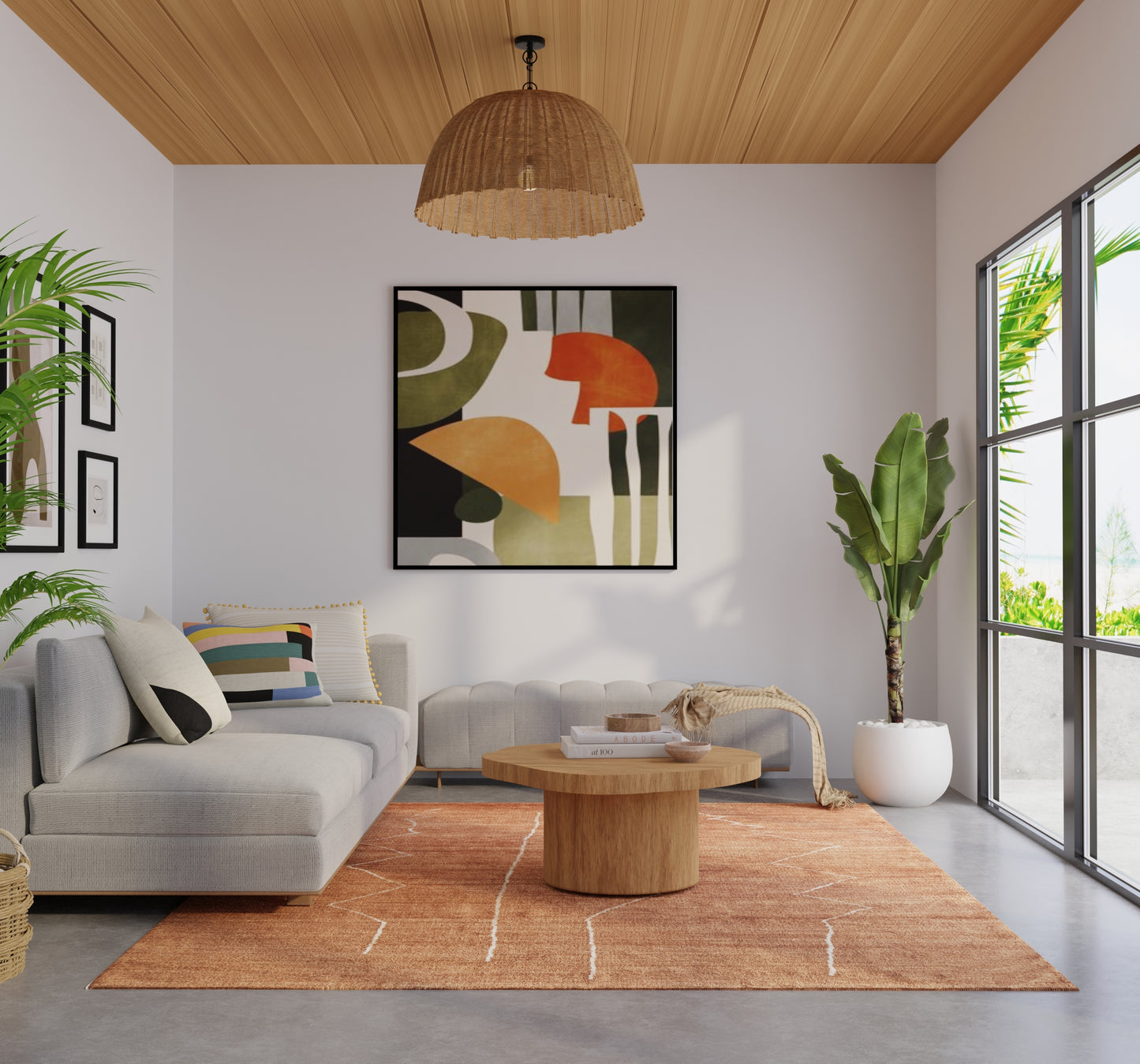Agape Modern/Bohemian & Eclectic Abstract/Distressed Orange/White - Feizy Rug