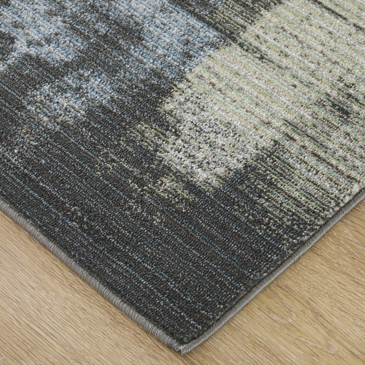 Greenwich Modern Geometric/Abstract/Distressed Black/Ivory/Blue - Feizy Rug