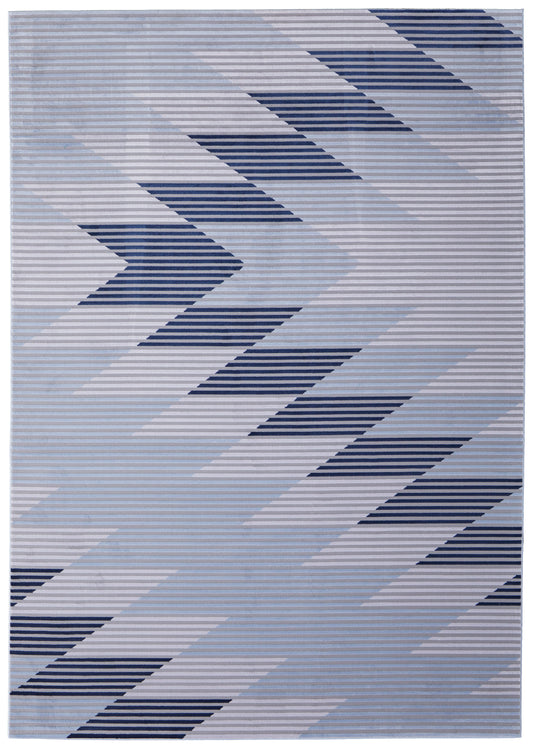 Marigold Modern/Mid-Century Modern/Industrial Geometric/Gradient & Ombre/Herringbone Blue/Gray/White - Feizy Rug