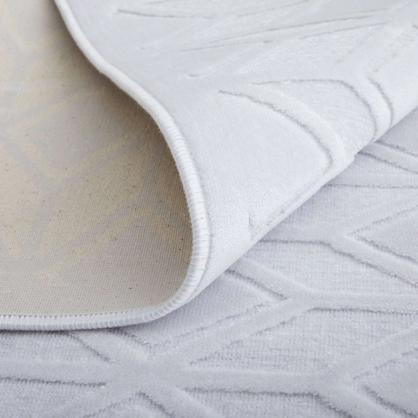 Saphir Mira Modern/Mid-Century Modern Geometric/Solid White - Feizy Rug