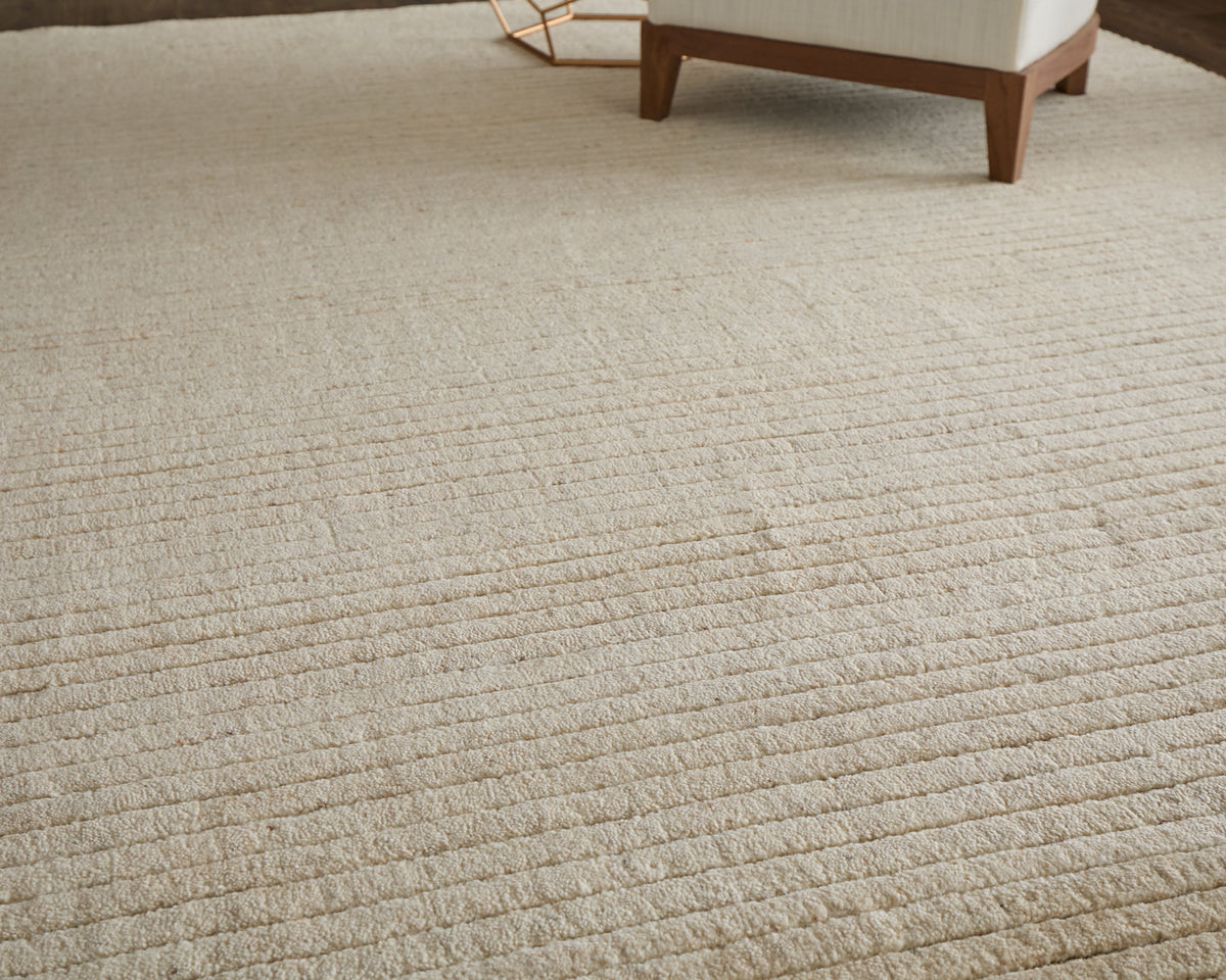 Cornerstone Modern/Casual Solid/Stripes Ivory - Feizy Rug
