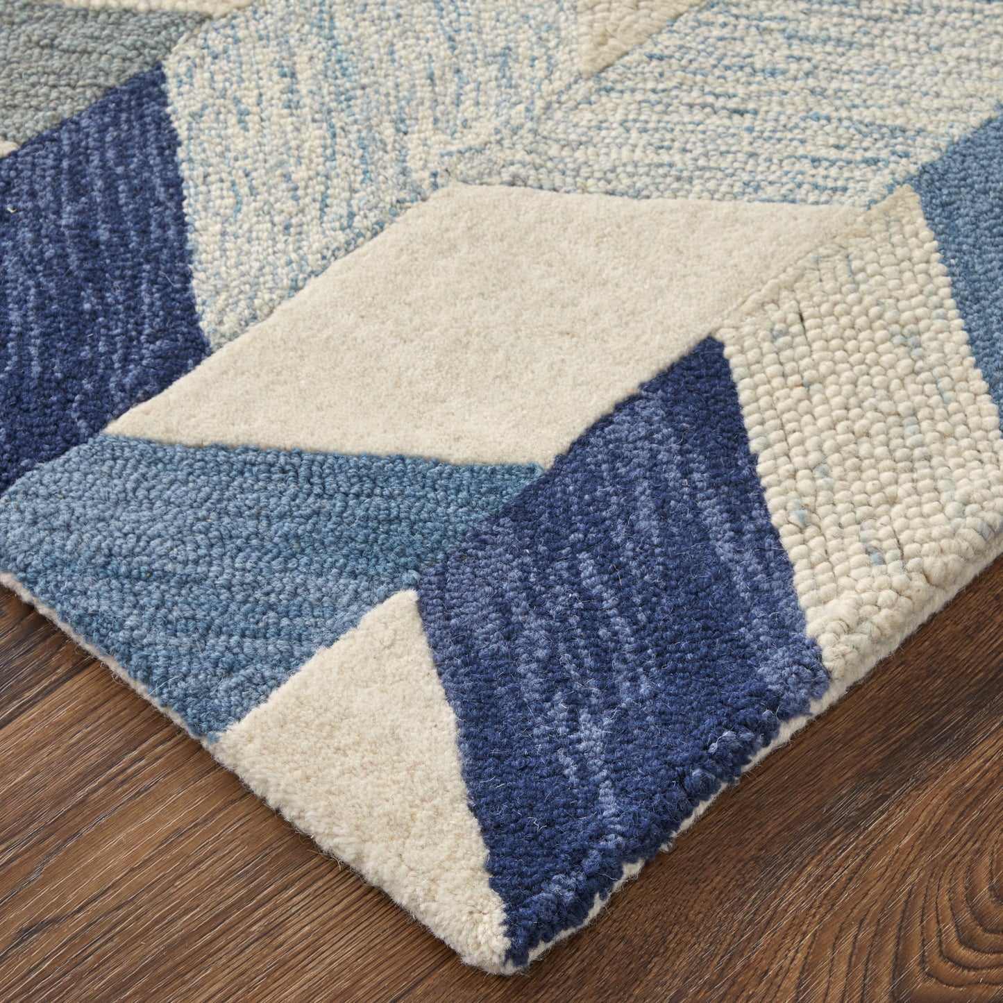 Arazad Transitional/Mid-Century Modern/Casual Geometric/Chevron/Herringbone Blue/Ivory/Gray - Feizy Rug