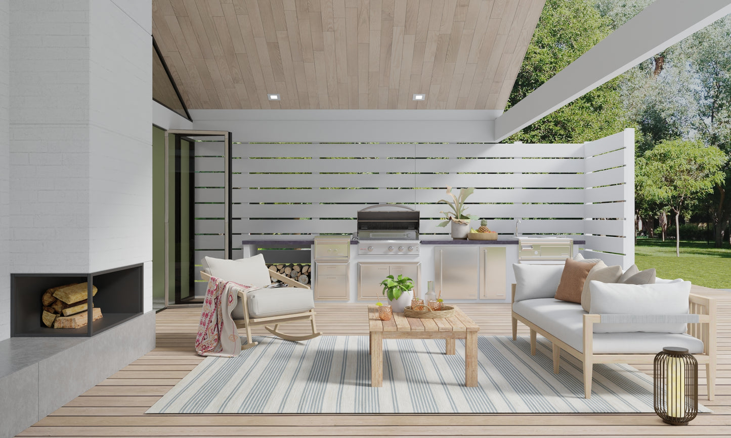 Duprine Transitional/Casual/Nautical & Coastal Stripes/Geometric Blue/Ivory/Tan - Feizy Rug