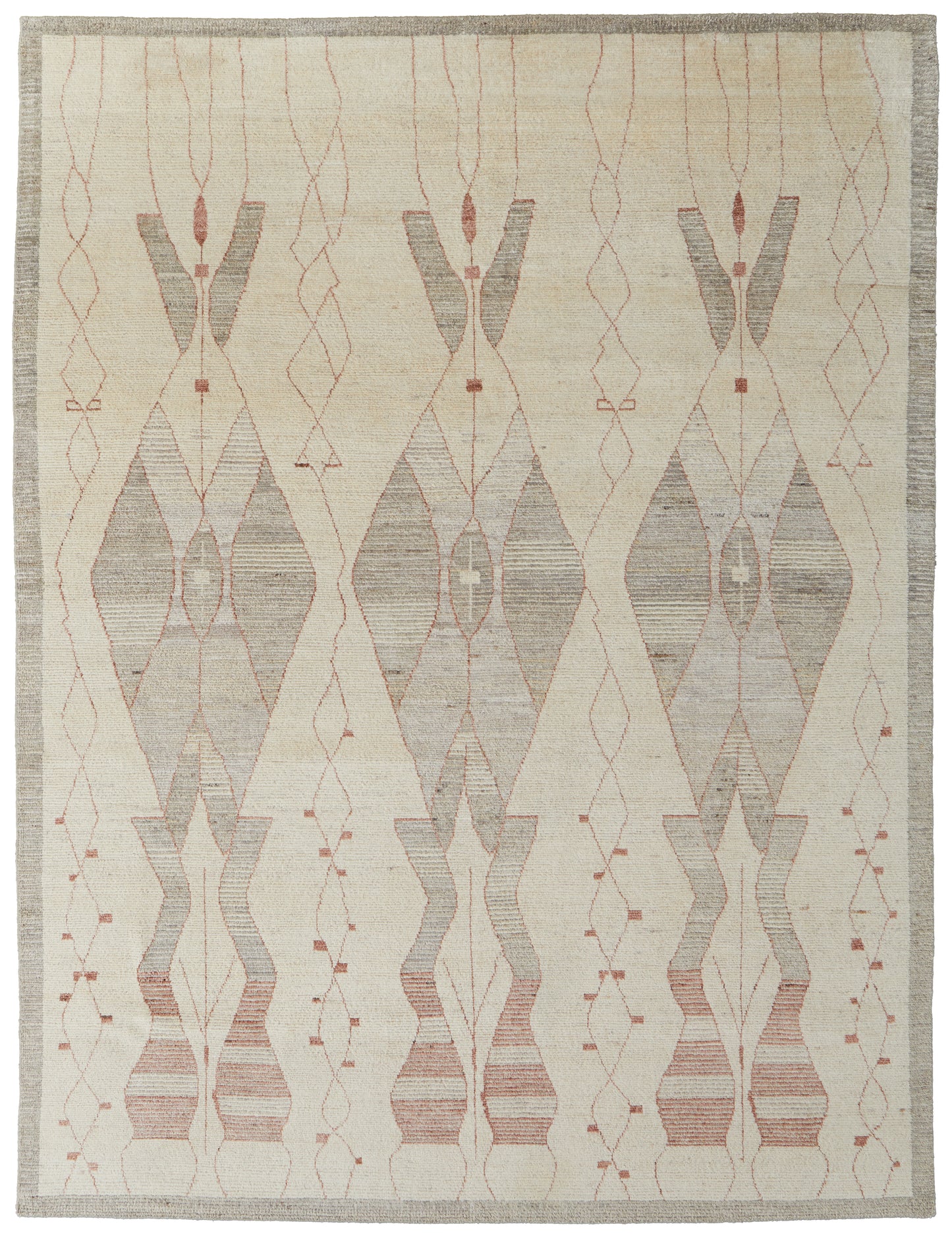 Kasbah Transitional/Global/Craftsman Tan/Gray/Red Area Rug