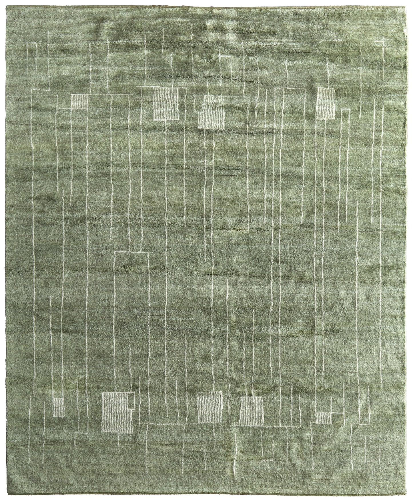 Agape Modern/Bohemian & Eclectic Abstract/Geometric Green/Ivory - Feizy Rug