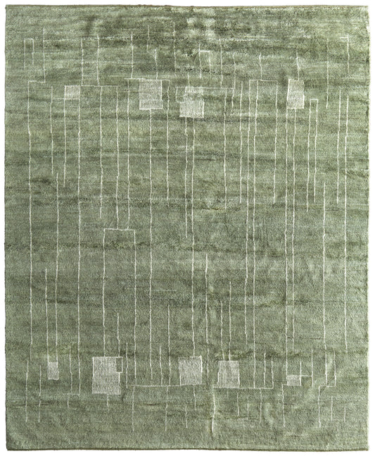 Agape Modern/Bohemian & Eclectic Abstract/Geometric Green/Ivory - Feizy Rug