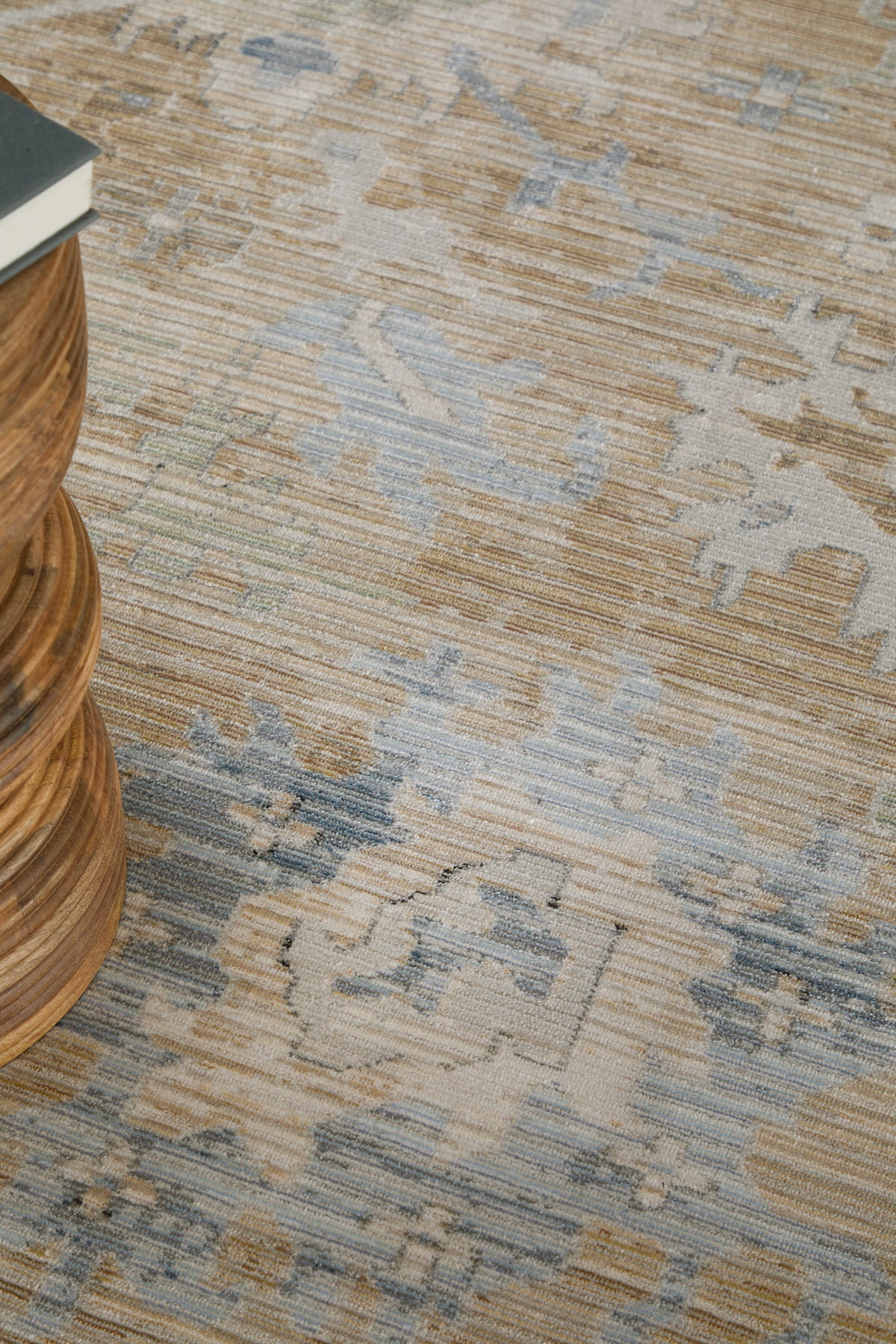 Augustine Traditional/Classic/Vintage Floral & Botanical/Distressed Tan/Blue/Ivory - Feizy Rug