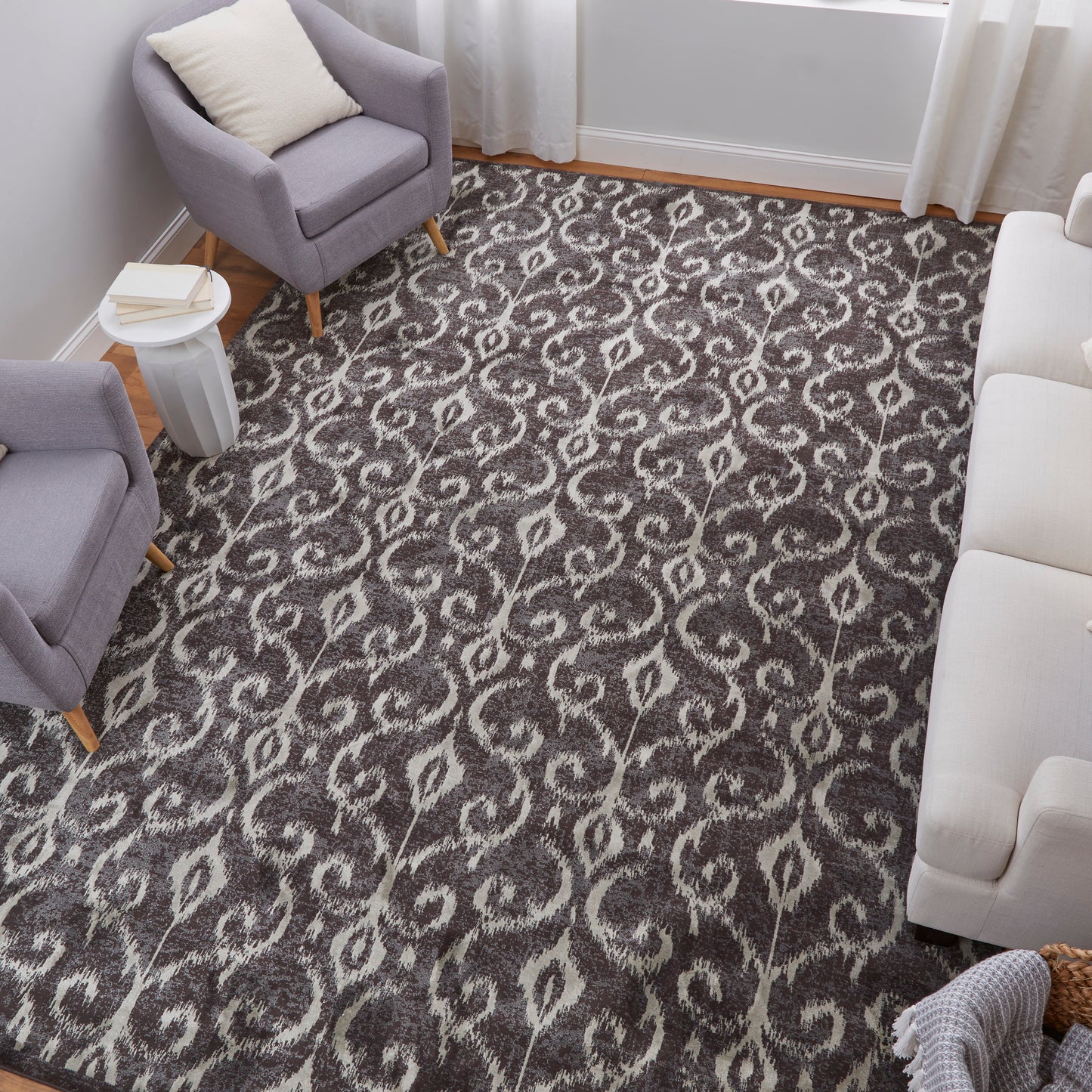 Azeri Iv Transitional/Global/French & Victorian Ikat/Damask/Scroll Gray/Taupe/Ivory - Feizy Rug