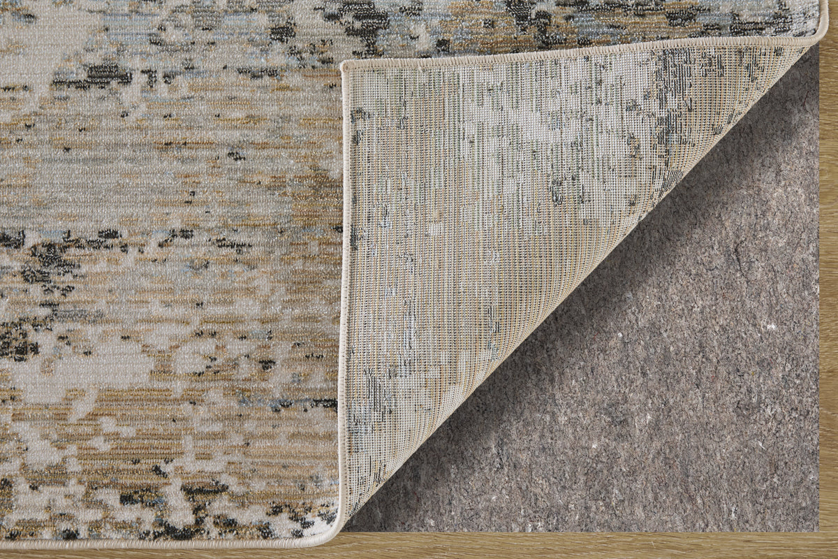 Greenwich Modern Abstract/Distressed Ivory/Tan/Blue - Feizy Rug